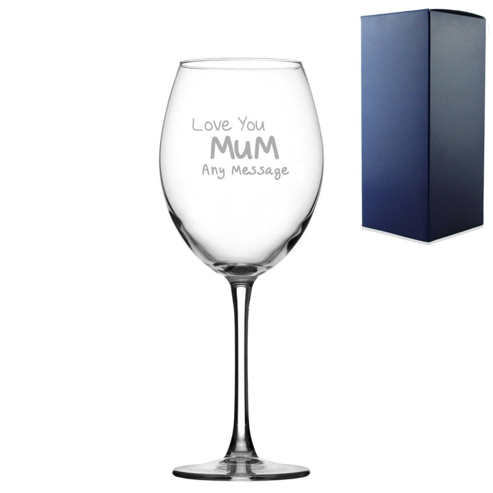Engaved Wine Glass 9oz With Love You Mum Design Gift Boxed