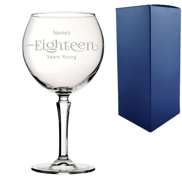 Engraved 18th Birthday Hudson Gin Glass, Years Young Sweeping Font