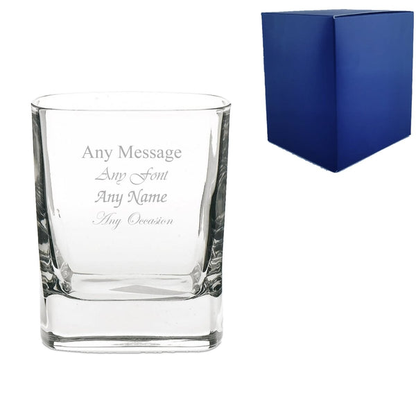 Engraved 240ml Strauss Square Whisky Tumbler With Gift Box