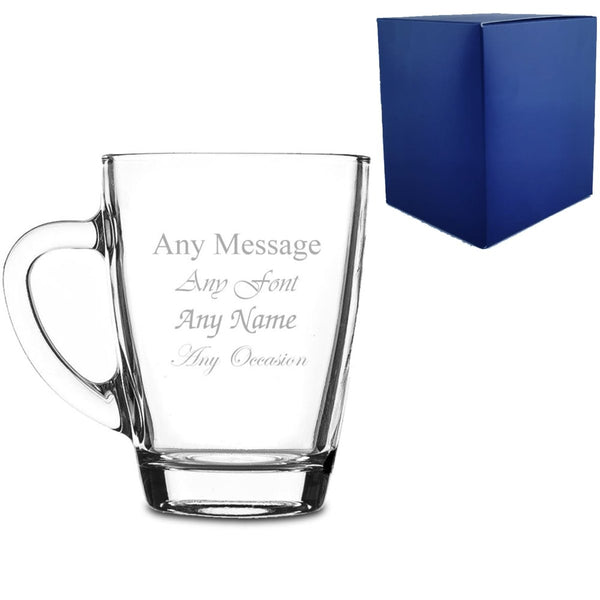 Engraved 300ml Glass Coffee Cup