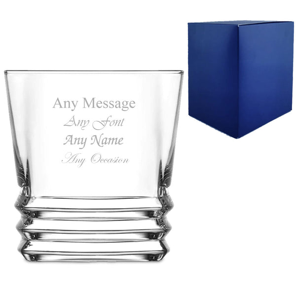 Engraved 315ml Elegan Ridged Whisky Glass With Gift Box