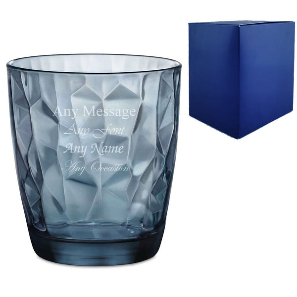 Engraved 390ml Blue Diamond Whisky Glass With Gift Box