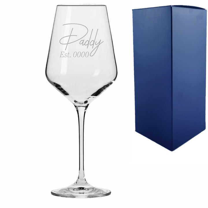 Engraved 390ml Infinity Wine Glass with Daddy Est. Date design