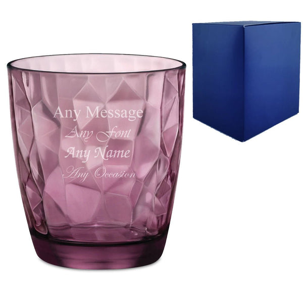 Engraved 390ml Purple Diamond Whisky Glass With Gift Box