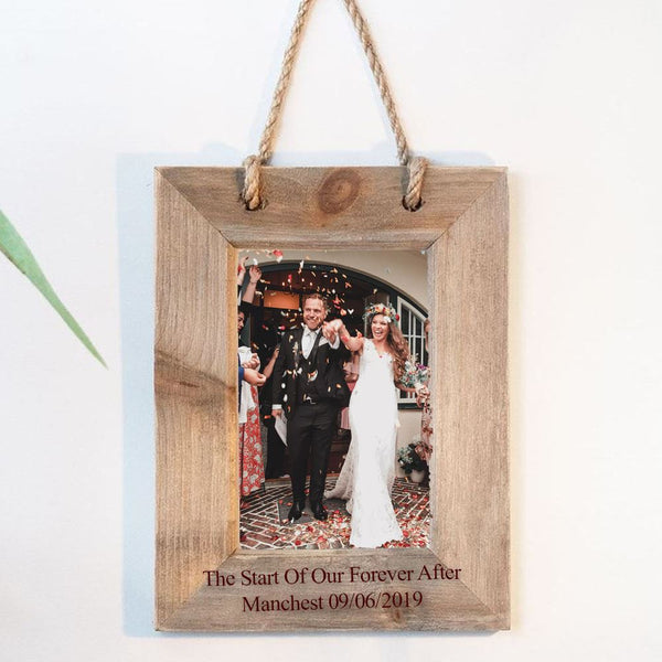 Engraved 4x6" Wooden Hanging Picture Frame