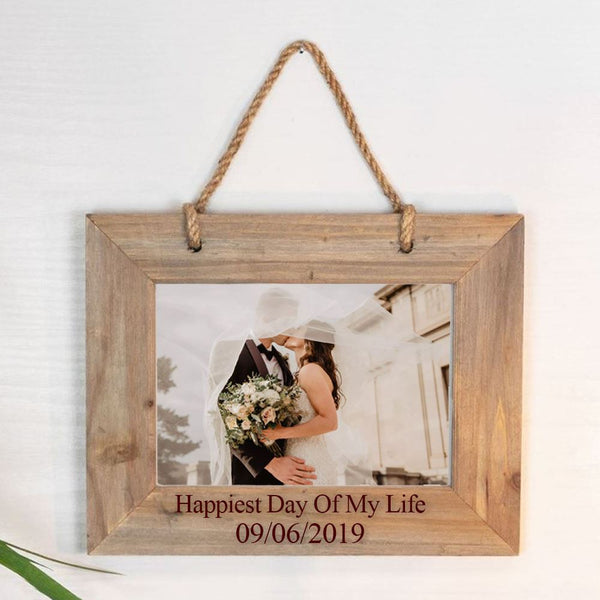 Engraved 7x5" Hanging Wooden Picture Frame
