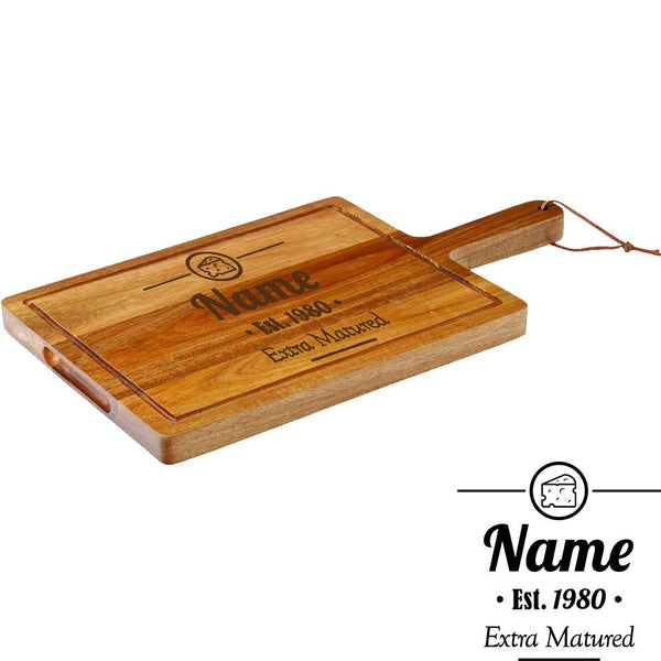 Engraved Acacia Wood Cheeseboard with Extra Matured Design