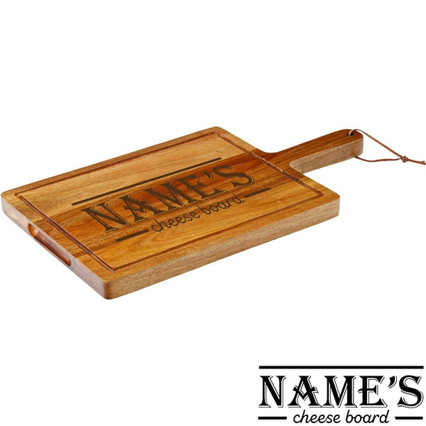 Engraved Acacia Wood Cheeseboard with Name's Cheeseboard with Border Design