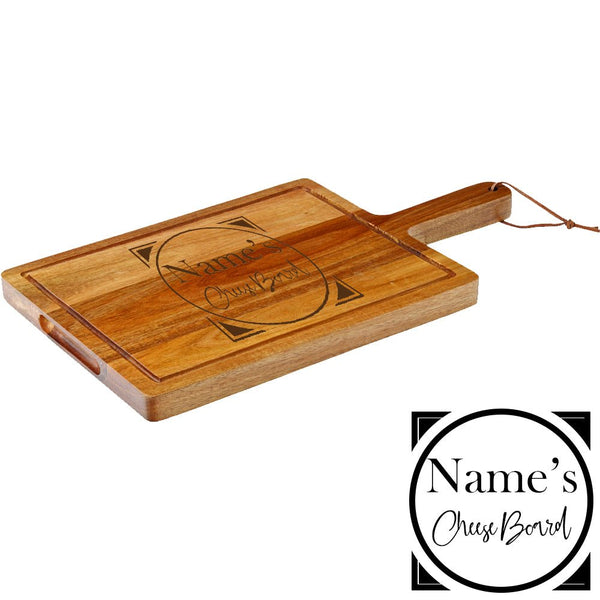 Engraved Acacia Wood Cheeseboard with Name's Cheeseboard with Circle Design