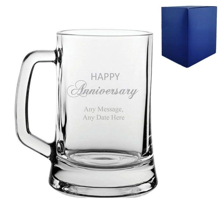 Engraved Anniversary Beer Mug, Gift Boxed