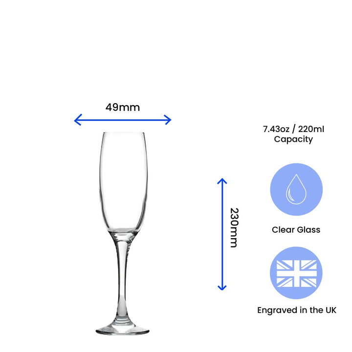 Engraved Any Message champagne flute, Gift Boxed