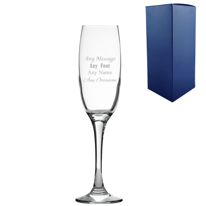 Engraved Any Message champagne flute, Gift Boxed