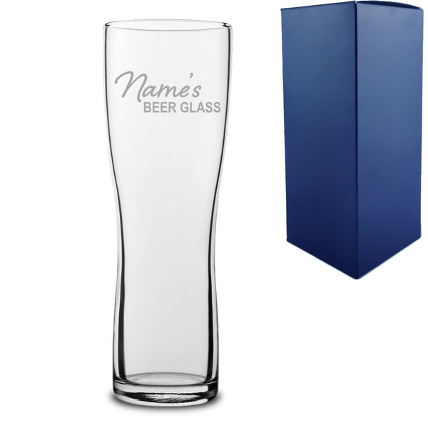 Engraved Aspen Pint Glass with Name's Beer Glass Design