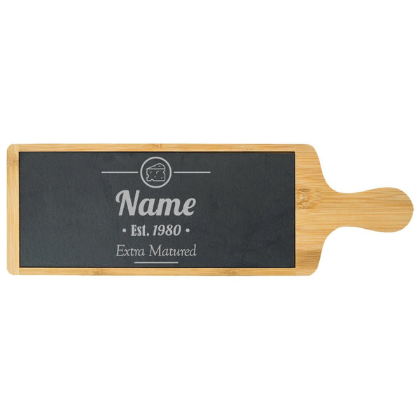Engraved Bamboo and Slate Cheeseboard with Extra Matured Design