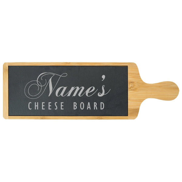 Engraved Bamboo and Slate Cheeseboard with Name's Cheeseboard Design