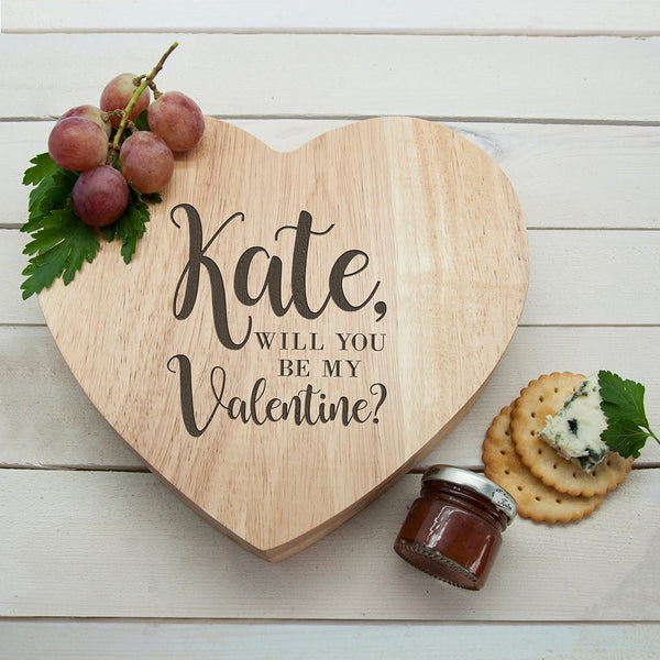 Engraved Be My Valentine Heart Cheese Board