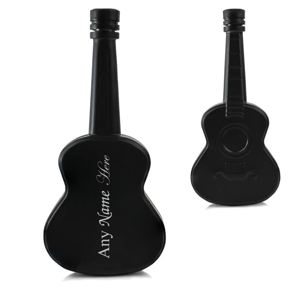 Engraved Black 5oz Guitar Hip Flask with Sideways Name
