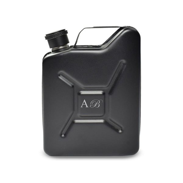 Engraved Black Jerry Can Hip Flask with Initials