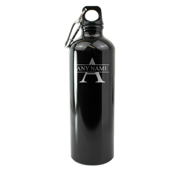Engraved Black Sports Bottle with Initial and Name
