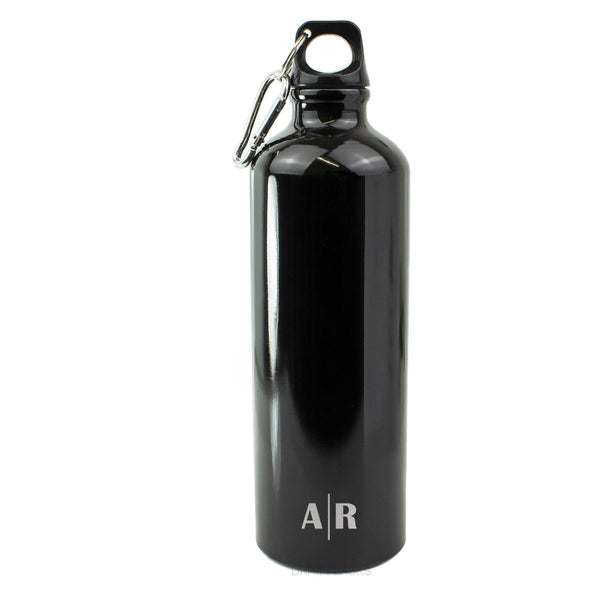 Engraved Black Sports Bottle with Initials