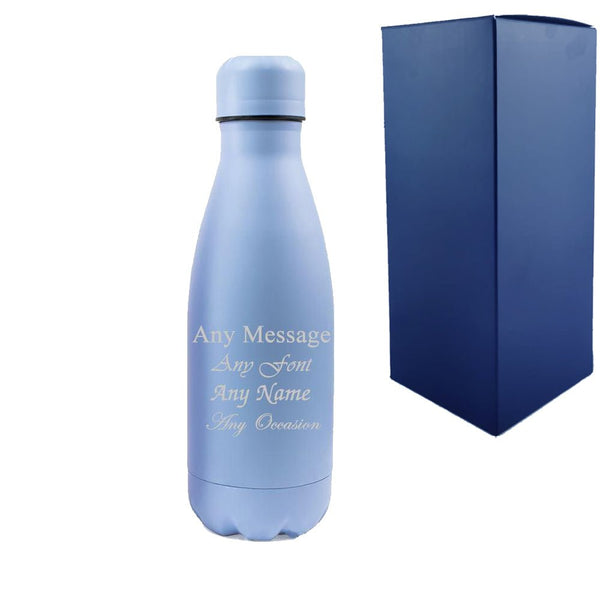 Engraved Blue 350ml Thermal Bottle, Personalise with Any Message or Name