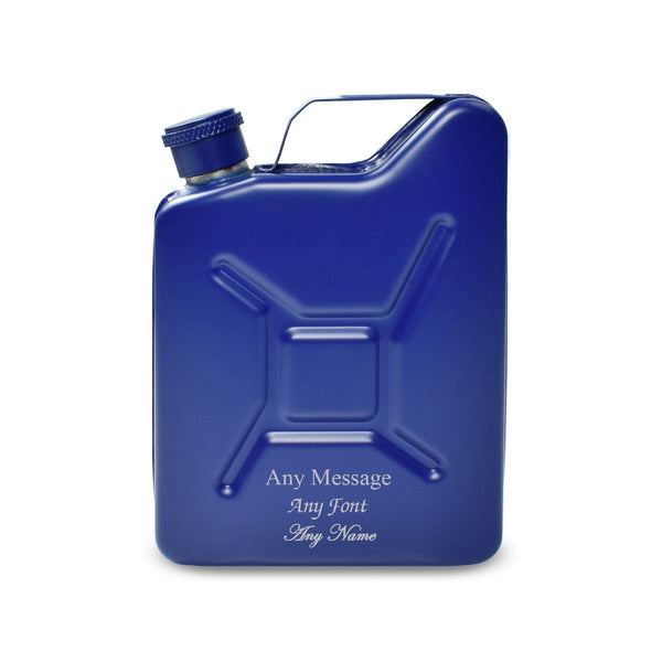 Engraved Blue Jerry Can Hip Flask
