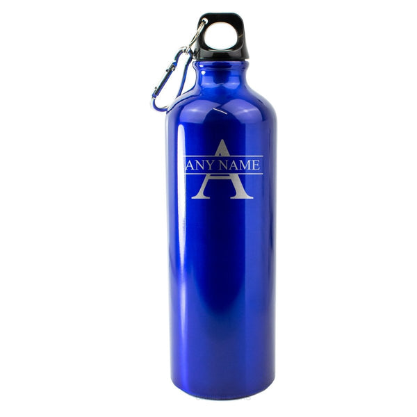 Engraved Blue Sports Bottle with Initial and Name