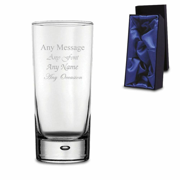 Engraved Bubble Hiball Cocktail Glass with Premium Satin Lined Gift Box