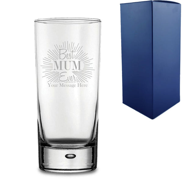 Engraved Bubble Hiball Glass Tumbler with Best Mum Ever Design