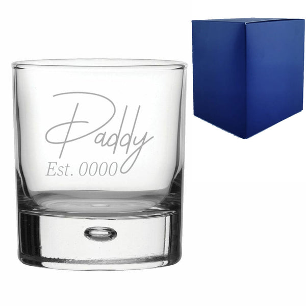 Engraved Bubble Whisky Glass, Daddy Est. Date design