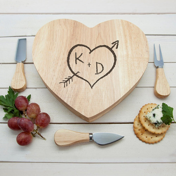 Engraved Carved Heart Cheese Board