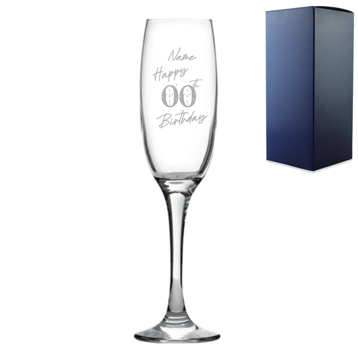 Engraved Champagne Flute Happy 20th, 30th, 40th, 50th ... Birthday Speckled