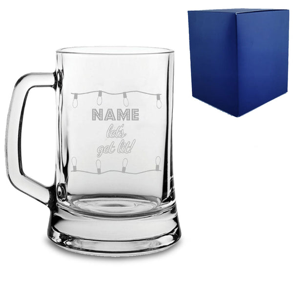 Engraved Christmas Tankard with Name, Let's get lit!