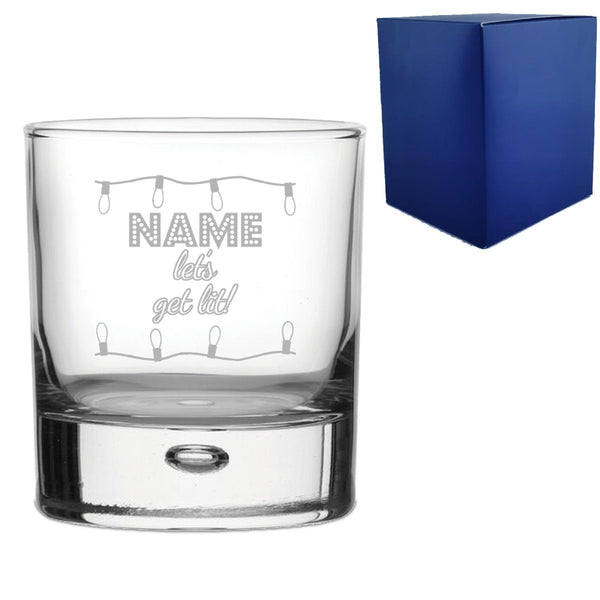 Engraved Christmas Whiskey Tumbler with Name, Let's get lit! Design