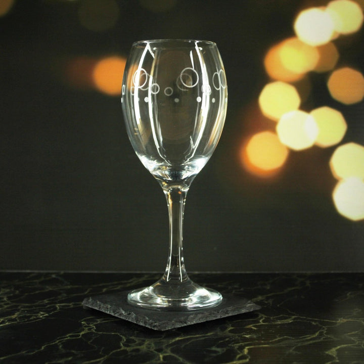 Engraved Circles Pattern Pure Wine Set of 4 11oz Glasses
