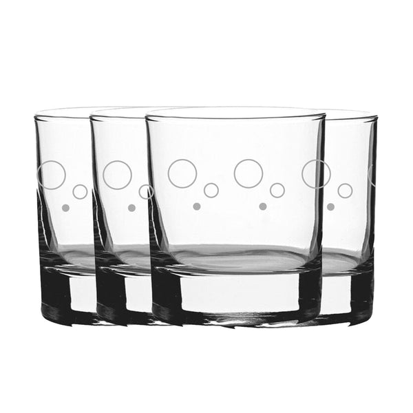 Engraved Circles Pattern Set of 4 Whiskey 11.5oz Glasses