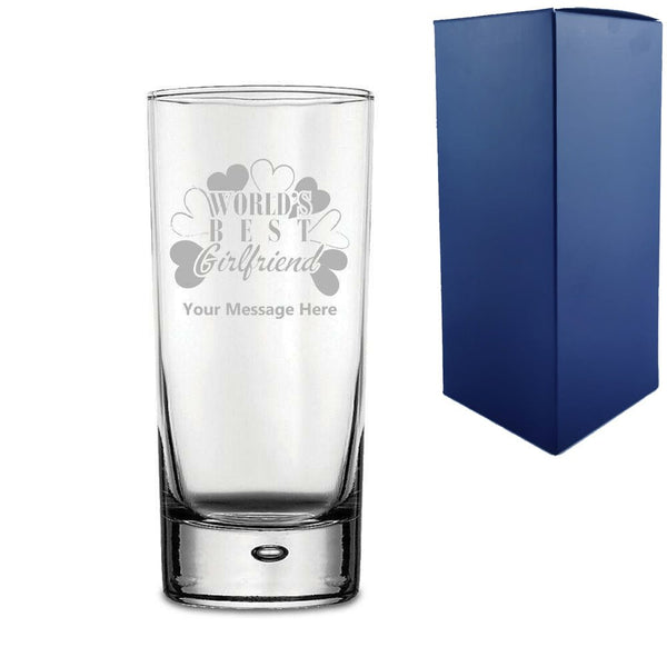Engraved Cocktail Hiball Glass with World's Best Girlfriend Design