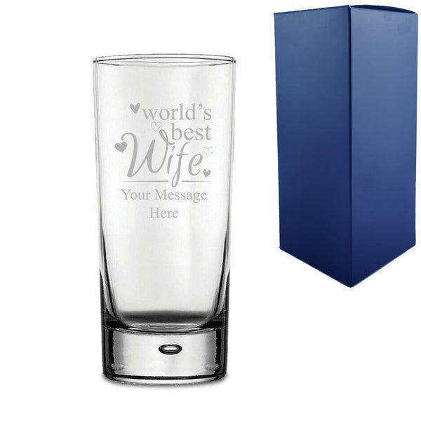 Engraved Cocktail Hiball Glass with World's Best Wife Design