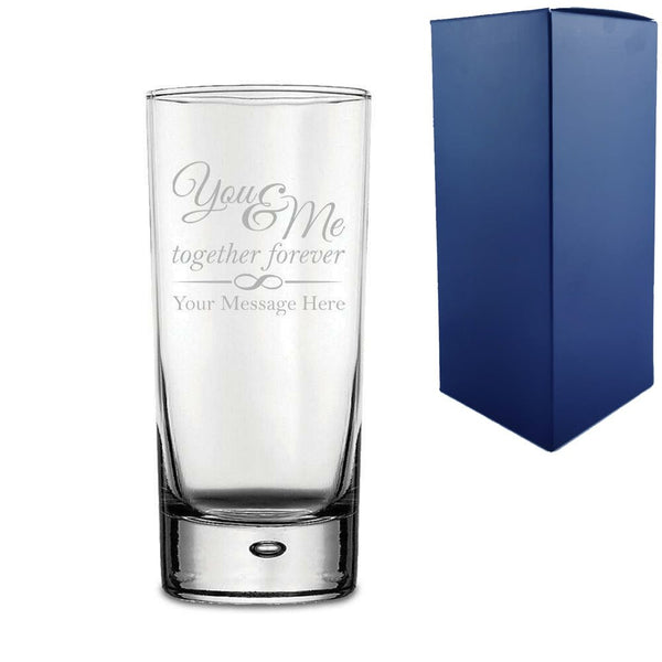 Engraved Cocktail Hiball Glass with You & Me, together forever Design
