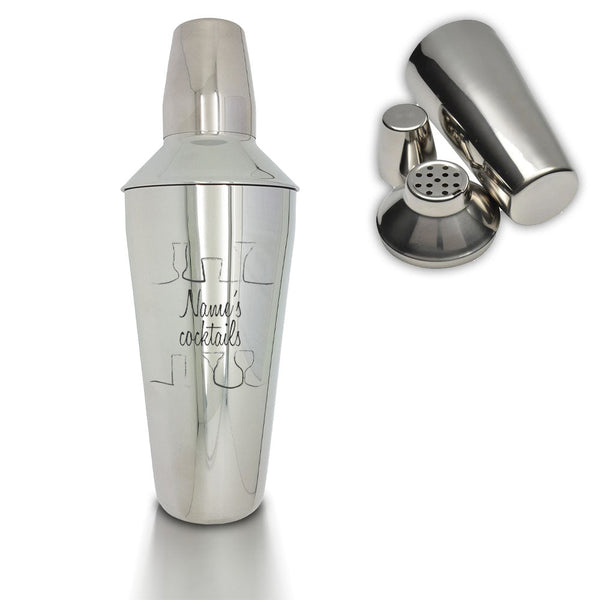 Engraved Cocktail Shaker with Cocktail Design