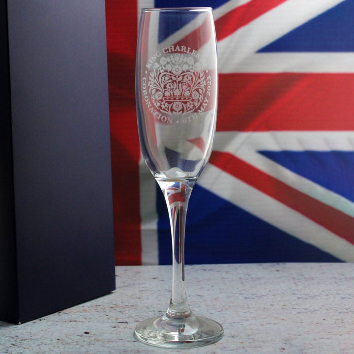 Engraved Commemorative Coronation of the King Champagne Flute