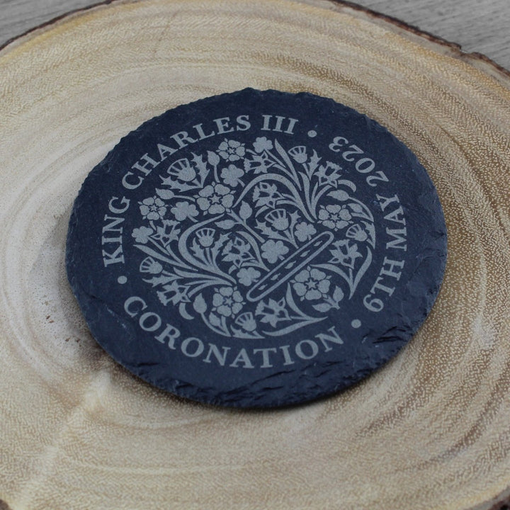 Engraved Commemorative Coronation of the King Set of 4 Slate Coasters