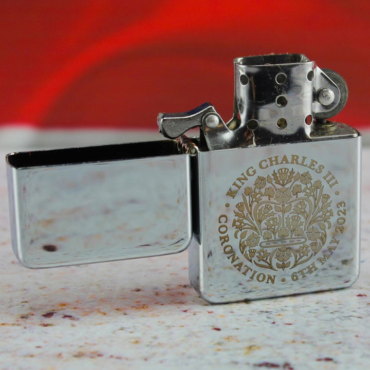 Engraved Commemorative Coronation of the King Silver Lighter