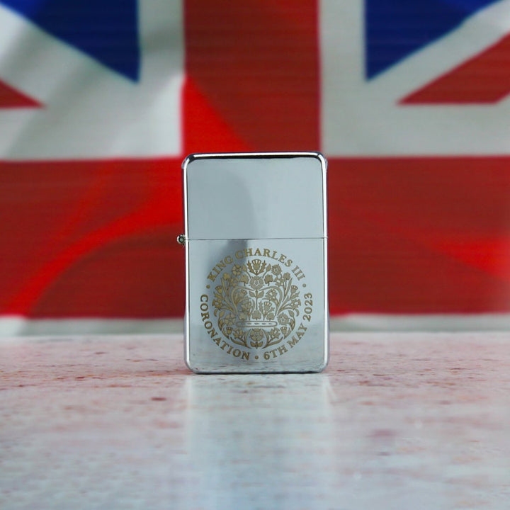 Engraved Commemorative Coronation of the King Silver Lighter
