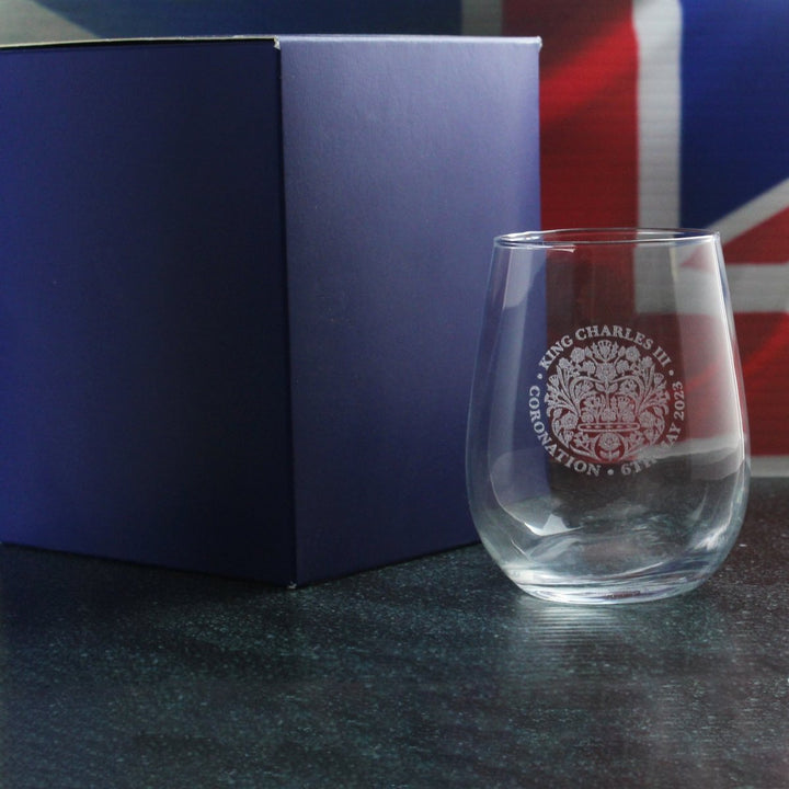 Engraved Commemorative Coronation of the King Stemless Tumbler