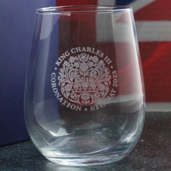 Engraved Commemorative Coronation of the King Stemless Tumbler