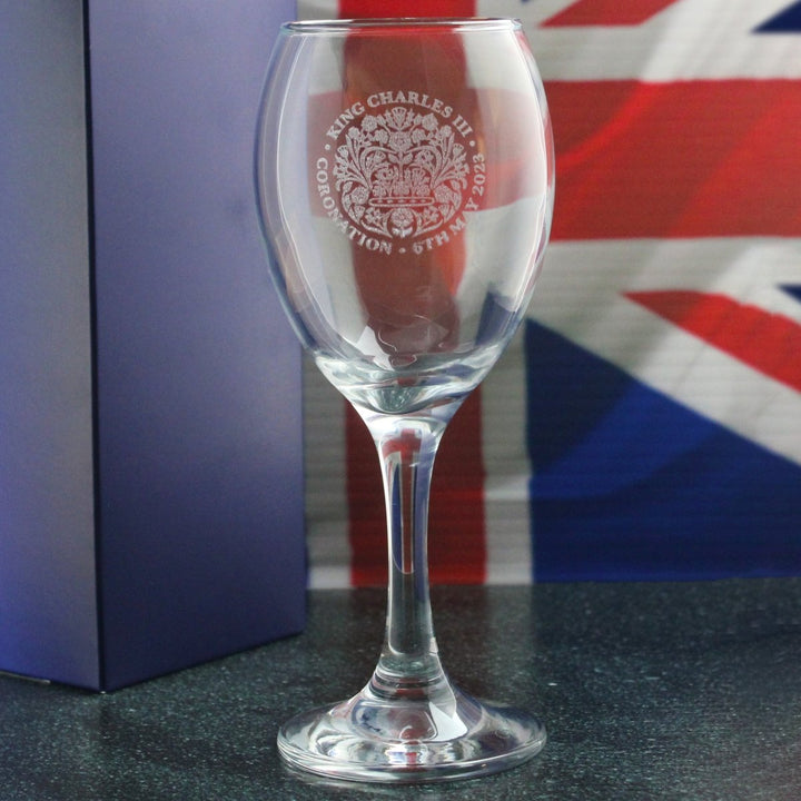Engraved Commemorative Coronation of the King White Wine Glass