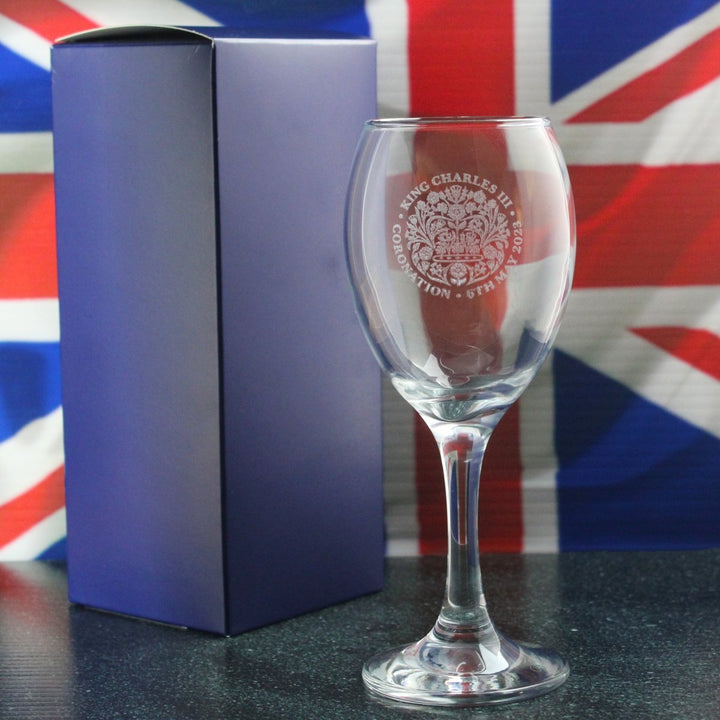 Engraved Commemorative Coronation of the King White Wine Glass
