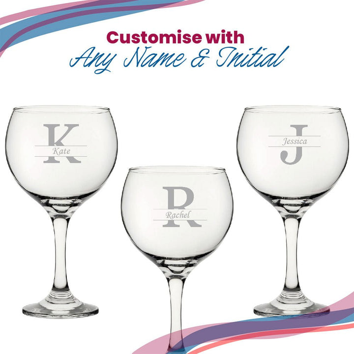 Engraved Cubata Gin Glass, Initial and Name, Classic Font