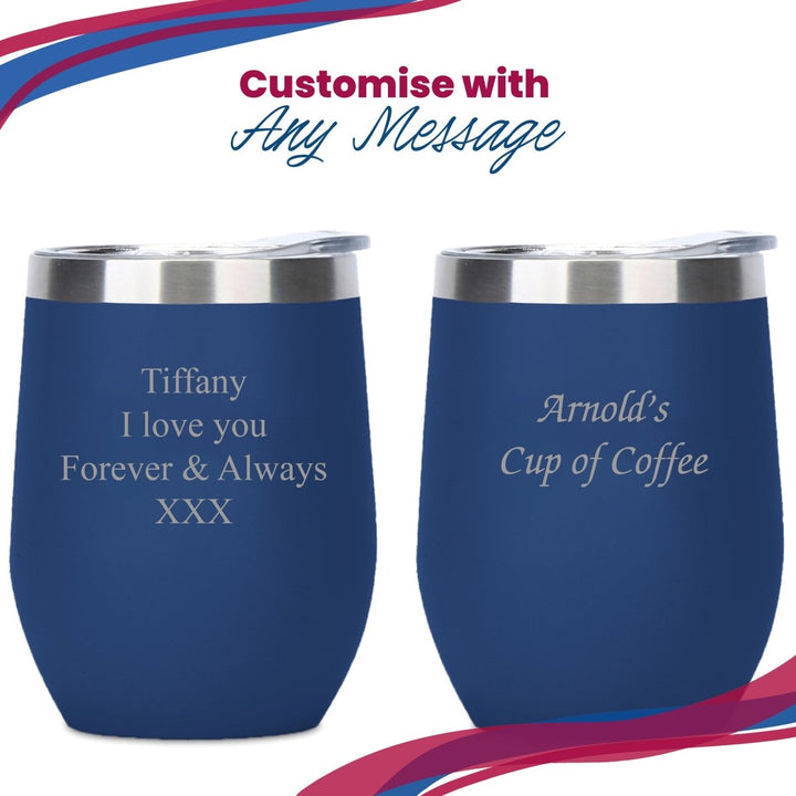 Engraved Dark Blue Insulated Travel Cup